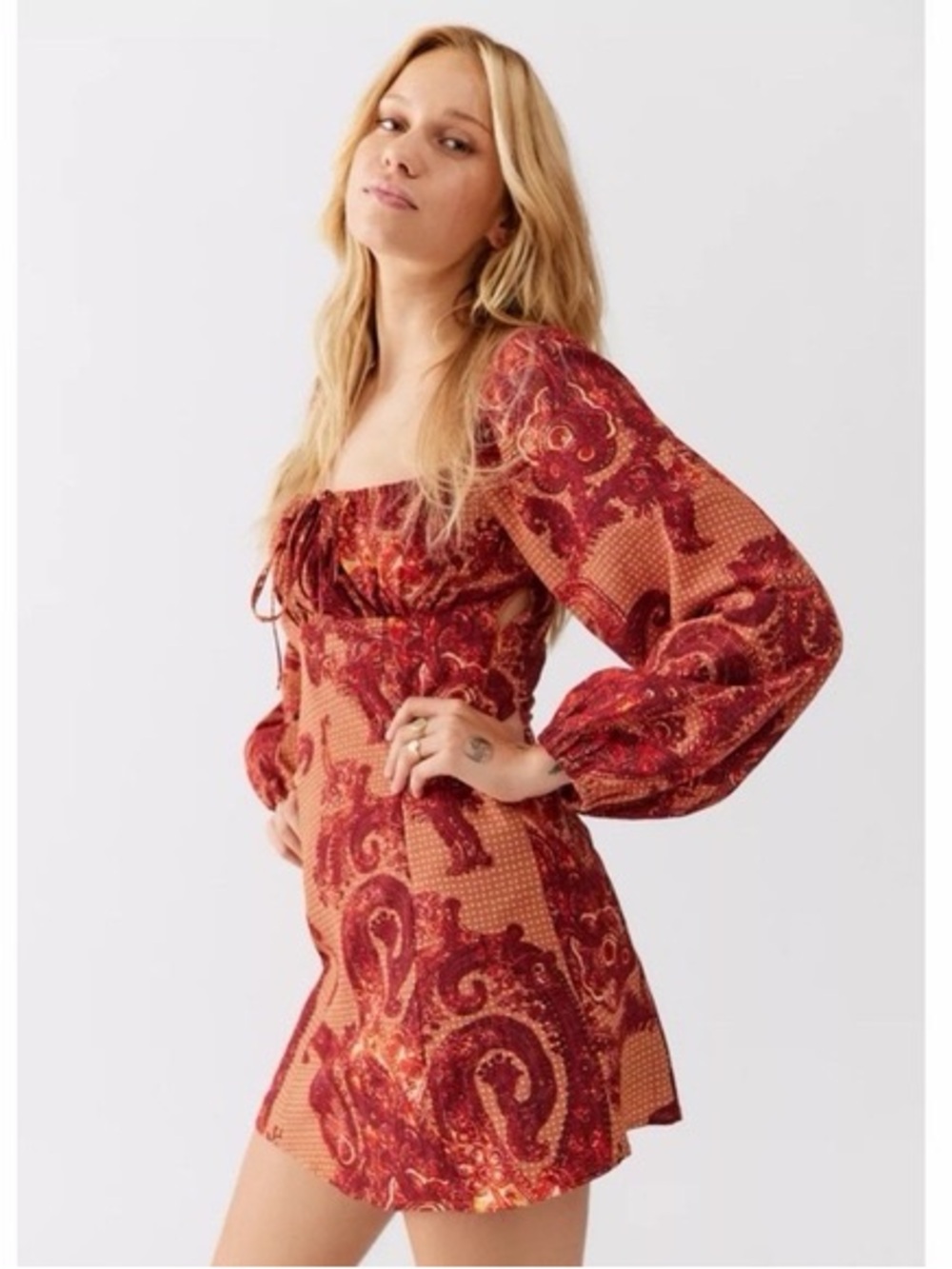 Urban Outfitters Paisley Corset Mini Dress NWT Boho Western